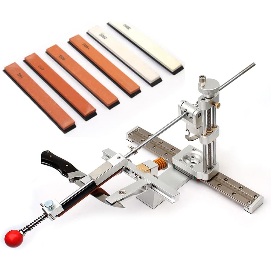 Professional Knife Sharpener with 6 Whetstones,360° Flipping Angle Adjustable Design,Fixed-Angle High Precision Grinder Sharpening with Dual Clamps