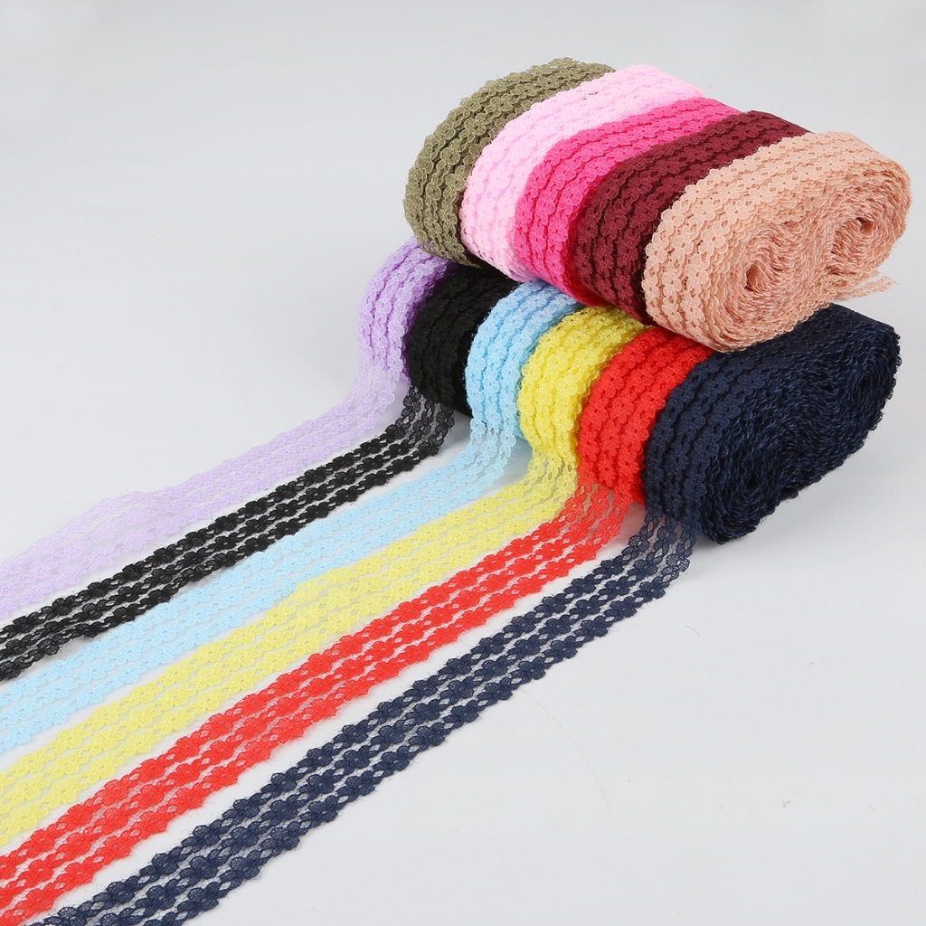 10 หลา/กระเป๋า 2.5 ซม.กว้างลูกไม้ริบบิ้น TapeTrim DIY Handcraft ปักสุทธิสําหรับเย็บตกแต่งลูกไม้ผ้า