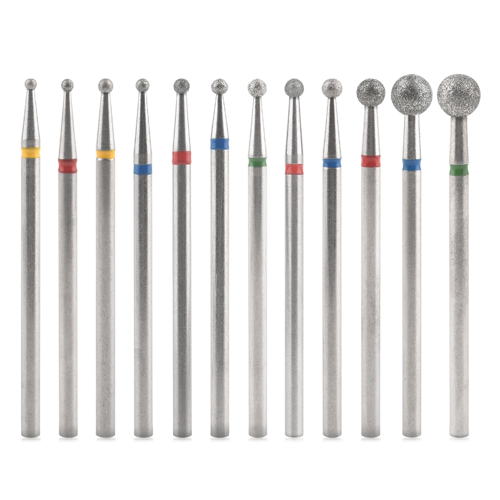 Kads ดอกสว่าน ทรงลูกบอล 12 ขนาด สําหรับขัดเล็บ เครื่องมือทำเล็บ อุปกรณ์ขัดเล็บ