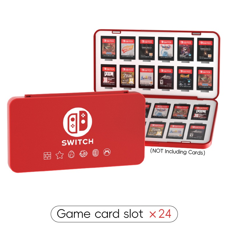 การ์ดเกม Nintendo Switch 24 บิตกล่องเก็บแบบพกพากล่องการ์ดแม่เหล็กเหมาะสําหรับอุปกรณ์เสริม Switch/Lite/Oled