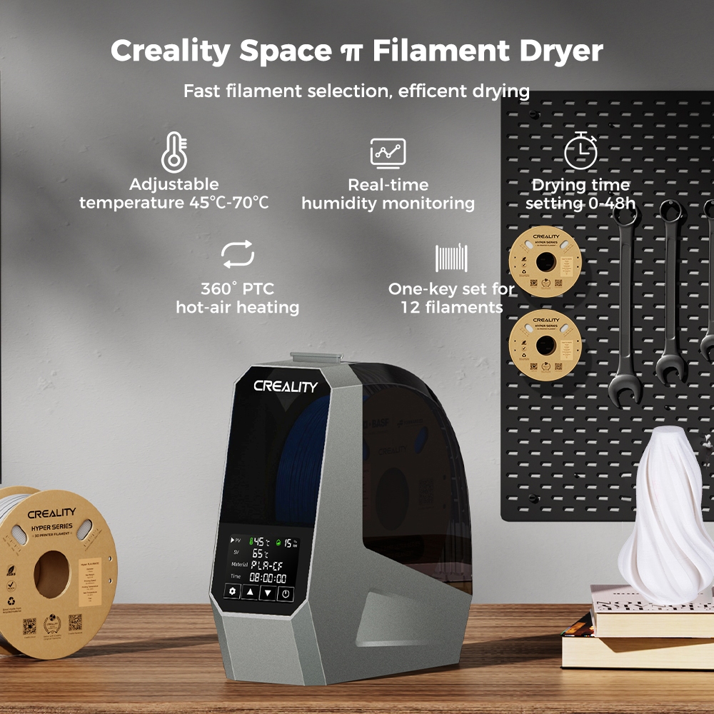 [เรือในพื้นที่] Creality Space π Filament Dryer Box 360° ร้อน-อากาศ ความร้อน1.75มิลลิเมตรและ2.85มิลลิเมตรเส้นใยสนับสนุน48ชั่วโมงจับเวลาการตรวจสอบความชื้นแบบเรียลไทม์