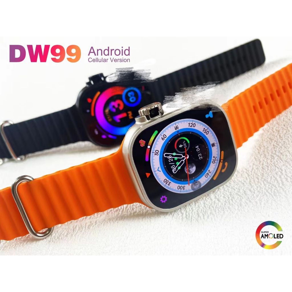 2025 ซิมการ์ด 4G AMOLED DW99 ultra 2 wifi smart watch กล้องหมุนดาวน์โหลดแอพบน Google Store Android u