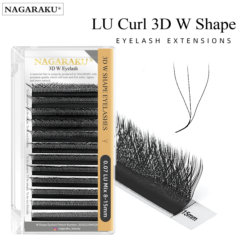 Nagaraku LU(M) L Curl 3D W Eyelash Extension สีดํา 12 เส้น