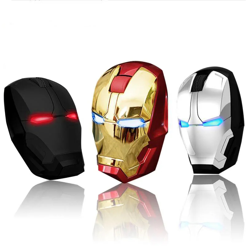 เมาส์เกมมิ่งไร้สาย รูปซุปเปอร์ฮีโร่ Marvel Iron Man ใช้แบตเตอรี่ Led ออกแบบตามสรีรศาสตร์ พร้อมตัวรับสัญญาณ Nano USB สําหรับคอมพิวเตอร์ โน๊ตบุ๊ค พีซี แล็ปท็อป