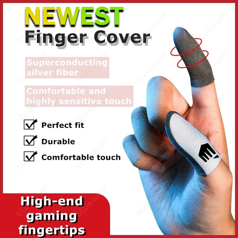 Bluewow Gaming Finger Sleeve เกมมือถือถุงมือสําหรับ PUBG Breathable Finger Sleeve ปลายนิ้ว Anti-slip Silver Fiber Gaming Cover