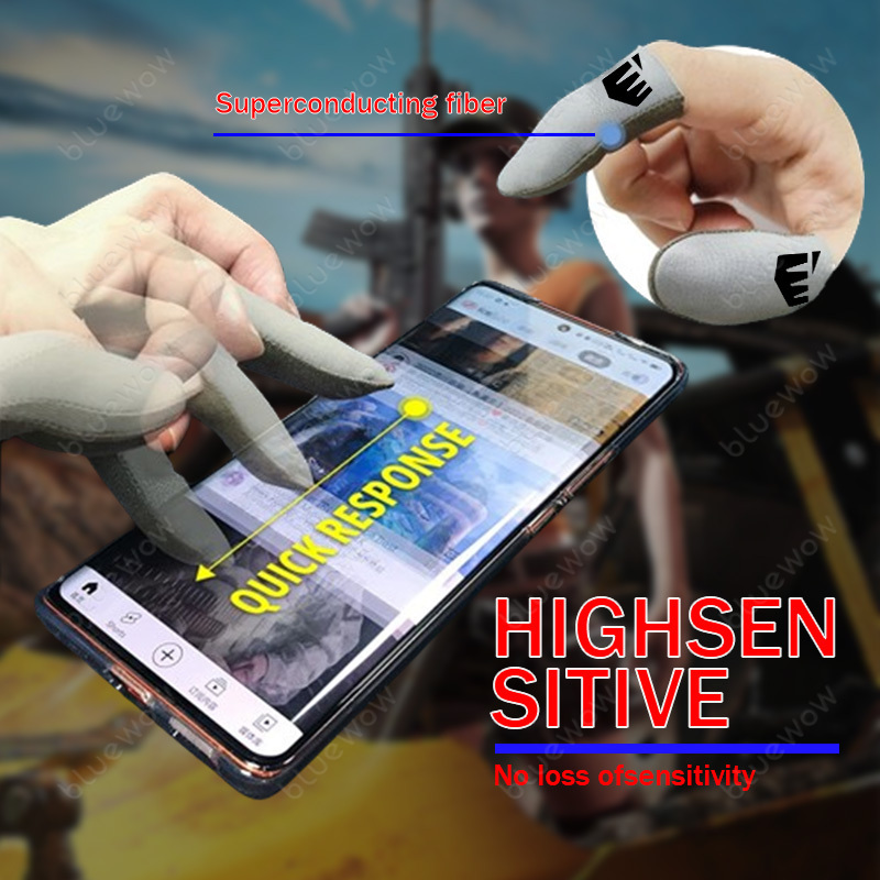 Bluewow Gaming Finger Sleeve เกมมือถือถุงมือสําหรับ PUBG Breathable Finger Sleeve ปลายนิ้ว Anti-slip Silver Fiber Gaming Cover