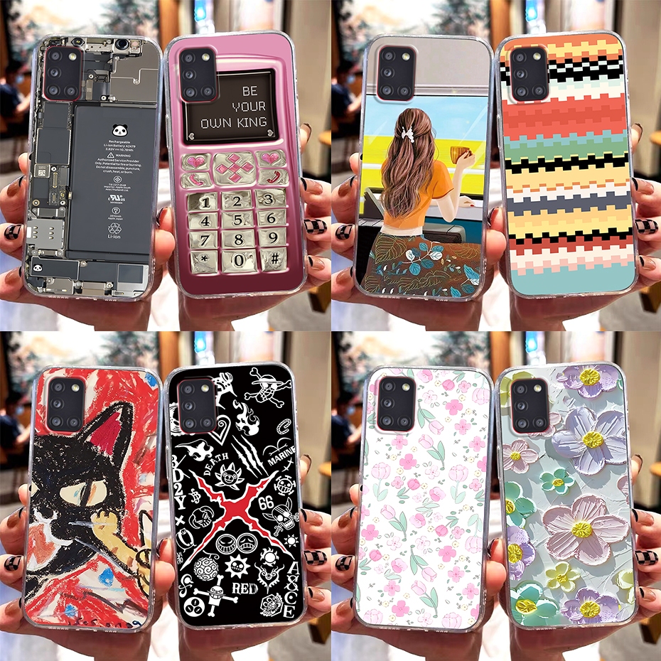 สําหรับ Samsung Galaxy A31 A21s กรณีโปร่งใสการออกแบบใหม่ 2023 รูปแบบซิลิโคนอ่อนนุ่มปกหลังสําหรับ SamsungA31 21s ปลอก