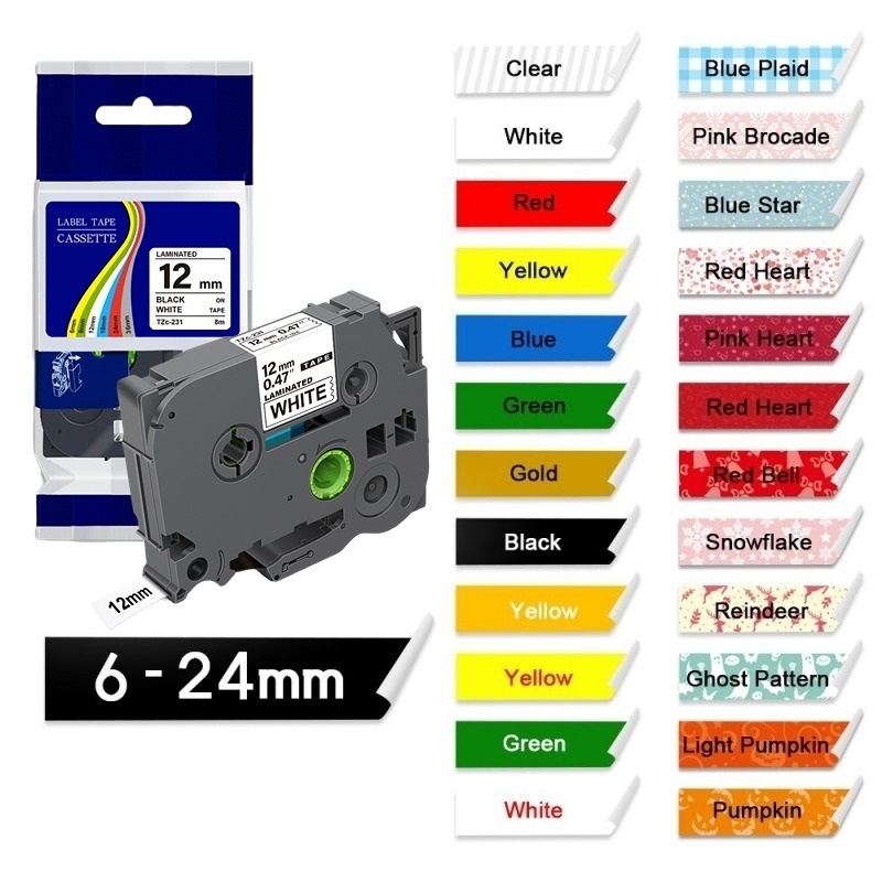 Tze231 Tze เทป 6/9/12/18/24 มม.tze231 tze221 tze211 ใช้งานร่วมกับ Brother เทปฉลากลามิเนต Strong กาวเ