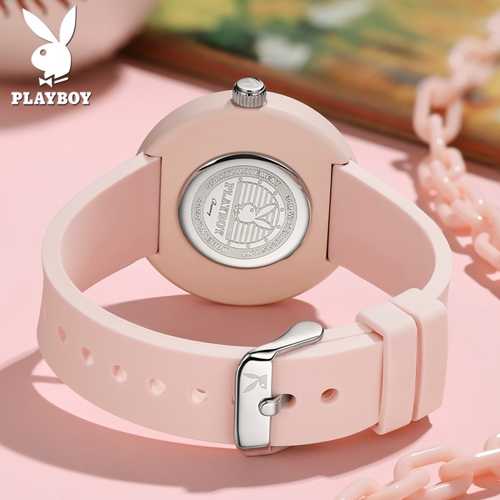 🔥🔥PLAYBOY 3059 แบรนด์นาฬิกาผู้หญิงแท้สองเข็มกันน้ำเรืองแสงเทรนด์แฟชั่นนาฬิกาควอตซ์