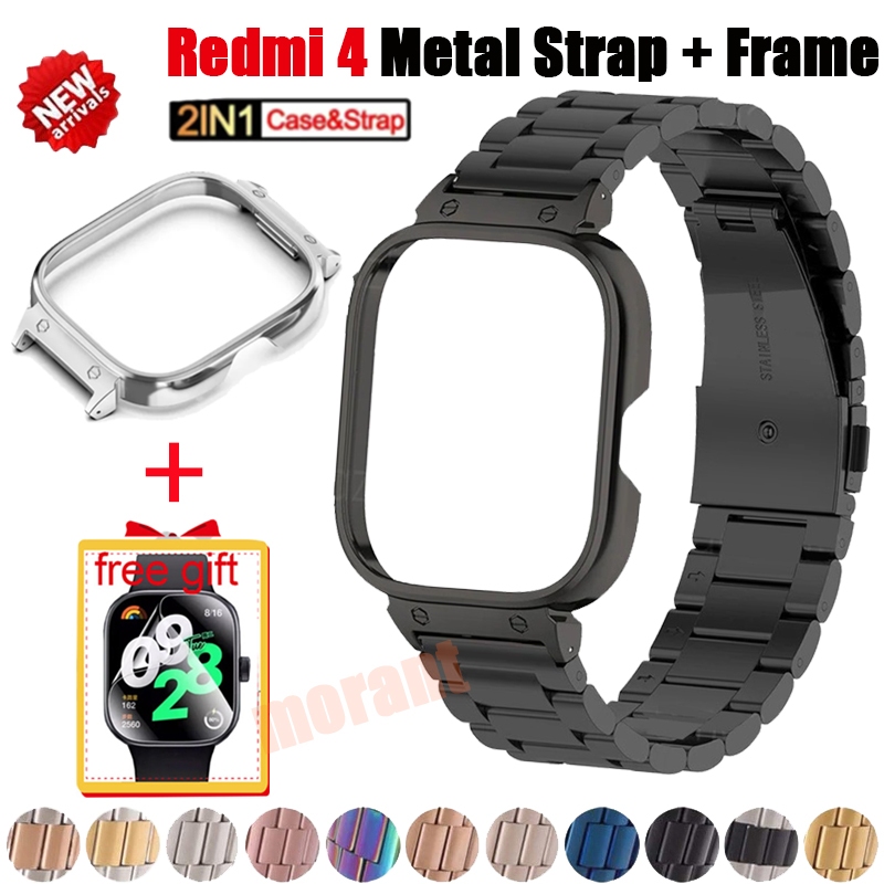 สแตนเลสสตีลสําหรับนาฬิกา redmi 4 สายโลหะกรณี Protector สําหรับ redmi นาฬิกา 4 สายรัดข้อมือ redmiwatch 4 สร้อยข้อมือ Shell