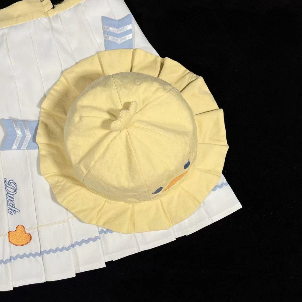 Y2k Rush Duck อนุบาลน่ารักการ์ตูนครีมเป็ดสีเหลืองหมวก Soft Girl jk Bucket Hat หมวกกันแดดหญิงหมวกถัง - รูปที่ 2