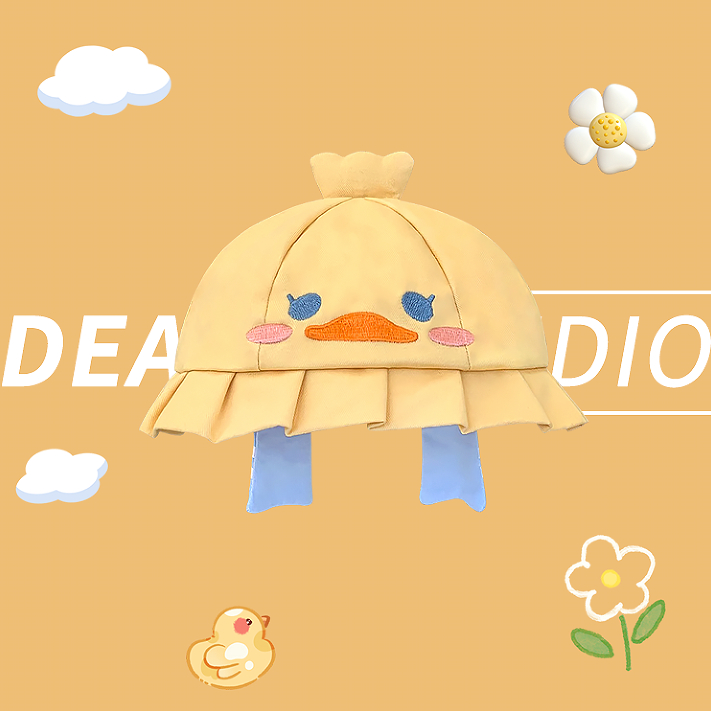 Y2k Rush Duck อนุบาลน่ารักการ์ตูนครีมเป็ดสีเหลืองหมวก Soft Girl jk Bucket Hat หมวกกันแดดหญิงหมวกถัง - รูปที่ 3