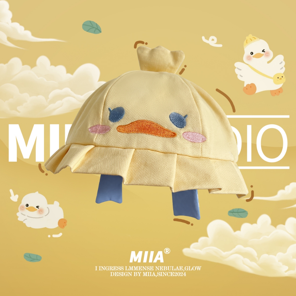 Y2k Rush Duck อนุบาลน่ารักการ์ตูนครีมเป็ดสีเหลืองหมวก Soft Girl jk Bucket Hat หมวกกันแดดหญิงหมวกถัง - รูปที่ 6