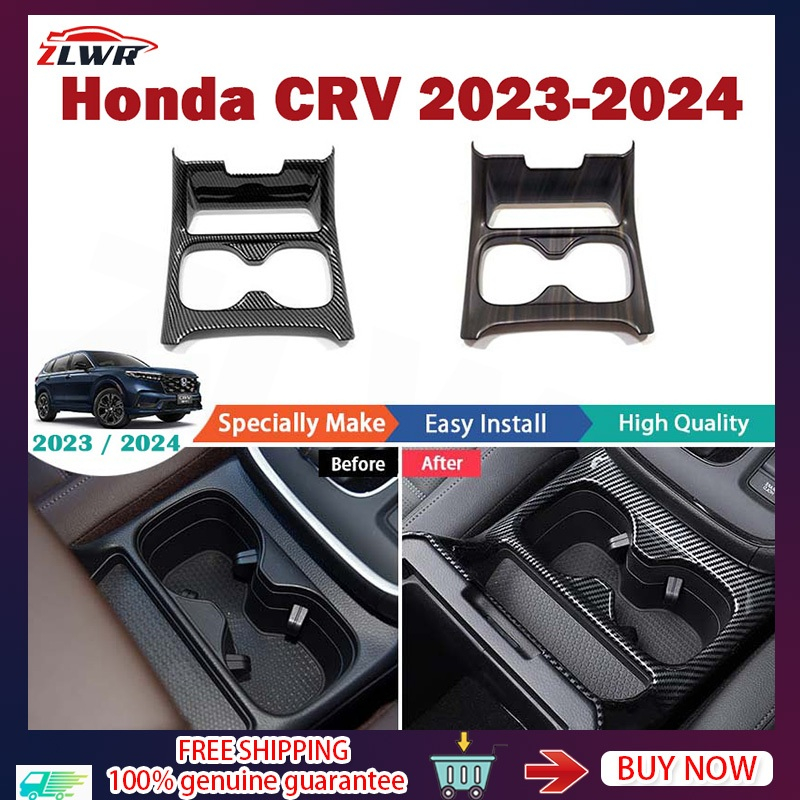 ZLWR Honda CRV 2023 / 2024 CRV G6 รถฝาครอบที่วางแก้ว ฝาครอบที่วางแก้วน้ําคอนโซลกลางรถยนต์ วัสดุABS c