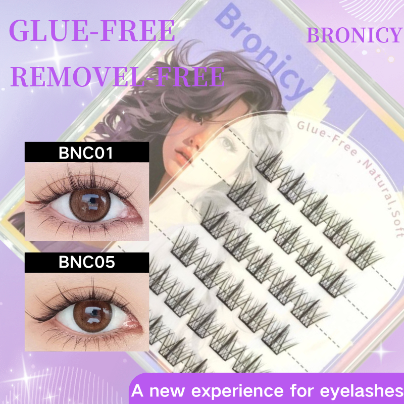 Bronicy ขนตาปลอมแบบมีกาวในตัว ขนตาปลอมแบบธรรมชาติติดง่าย ขนตาปลอม คุณภาพสูง ใช้ซ้ำได้