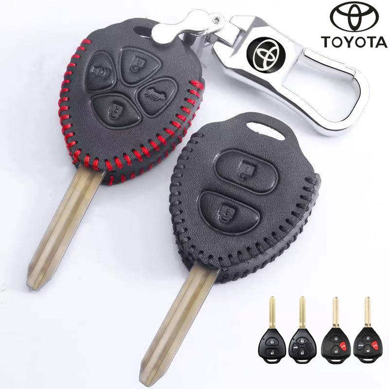 ฝาครอบกุญแจรถหนังแท้สําหรับ Toyota Vios/Yaris/Vitz/Commuter/ Vios/Vigo/Innova /Fortune key Case Keyless อุปกรณ์เสริมกุญแจอัจฉริยะ