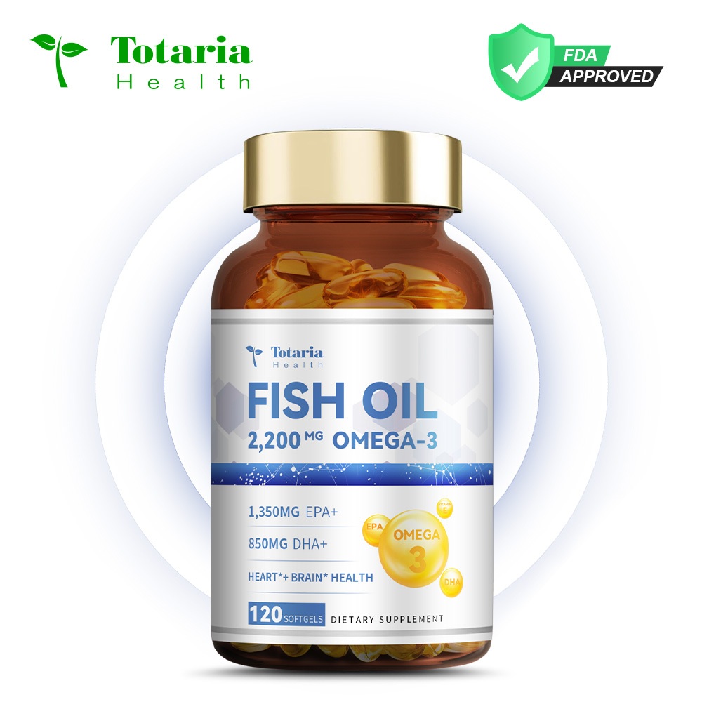 Totaria Omega 3 Fish Oil Capsules 2200mg Epa 1350mg Dha 850mg ปรับปรุงอารมณ์ไม่ดีบรรเทาความเครียดเสริมสร้างสมองปรับปรุงสติปัญญาส่งเสริมการไหลเวียนโลหิต