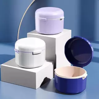 กล่องรีเทนเนอร์ ใส่เครื่องมือจัดฟัน กล่องเก็บฟันปลอม ฟันปลอม แบบพกพา คละสี กล่องใส่ปลอม วัสดุเกรดอาหาร เครื่องมือจัดที่ทำความสะอาดได้ รีเทนเนอร์จัดฟัน
