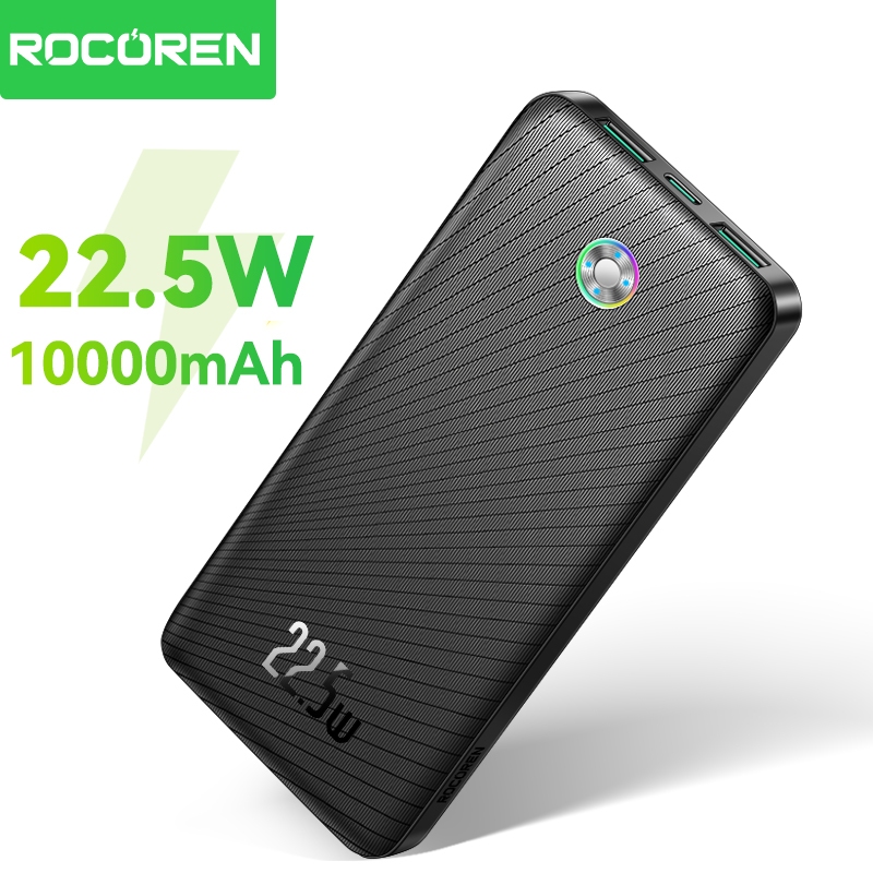 Rocoren 10000mAh 22.5W PD3.0 Fast Charging แบบพกพา Power Bank สําหรับ Ip8-15 Sangsung S24 Ultra Huawei