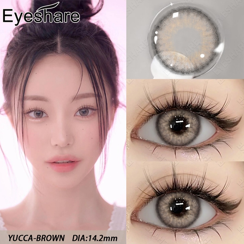 Eyeshare lens Yucca brown คอนแทคเลนส์ทุกวัน 2ชิ้น 1ปี เส้นผ่านศูนย์กลาง14.2mm