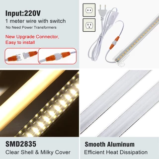 ชุดหลอดไฟ LED 72 ดวง Ac220V 8W 50 ซม. 1-6 ชิ้น สําหรับตกแต่งห้องนอน ห้องครัว ตู้เสื้อผ้า