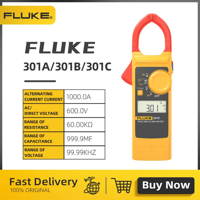 Fluke 301 แคลมป์มิเตอร์ Fluke 301A / 301B /301C /301D แคลมป์มิเตอร์แบบพกพา 10 มม. Jaw AC Current AC/