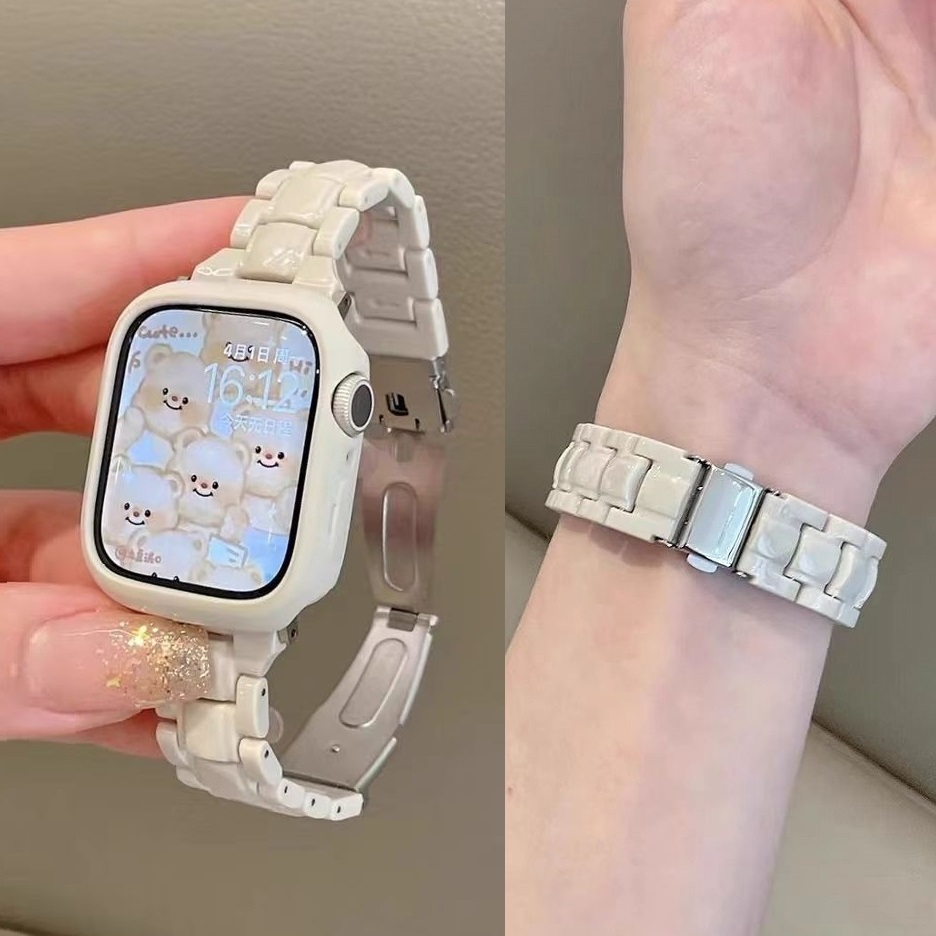 Candy Slim Plastic สาย + เคส For Watch Series11 10 Series9 Series8 7 6 5 4 3 2 1,SE, SE2, Ultra2 i Watch Strap and  i Watch Case นาฬิกาขนาด 49 มม.41 มม.45 มม.40 มม.44 มม.38 มม.42 มม สายนาฬิกาสร้อยข้อมือ