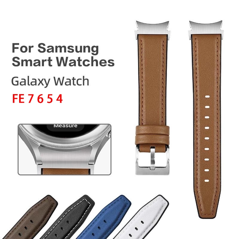 No Gaps สําหรับ Samsung Galaxy Watch 7 6 40 มม.44 มม.47 มม./Galaxy Watch6 คลาสสิก 43 มม.47 มม.หนัง + ซิลิโคน Hybrid สายคล้องสร้อยข้อมือ