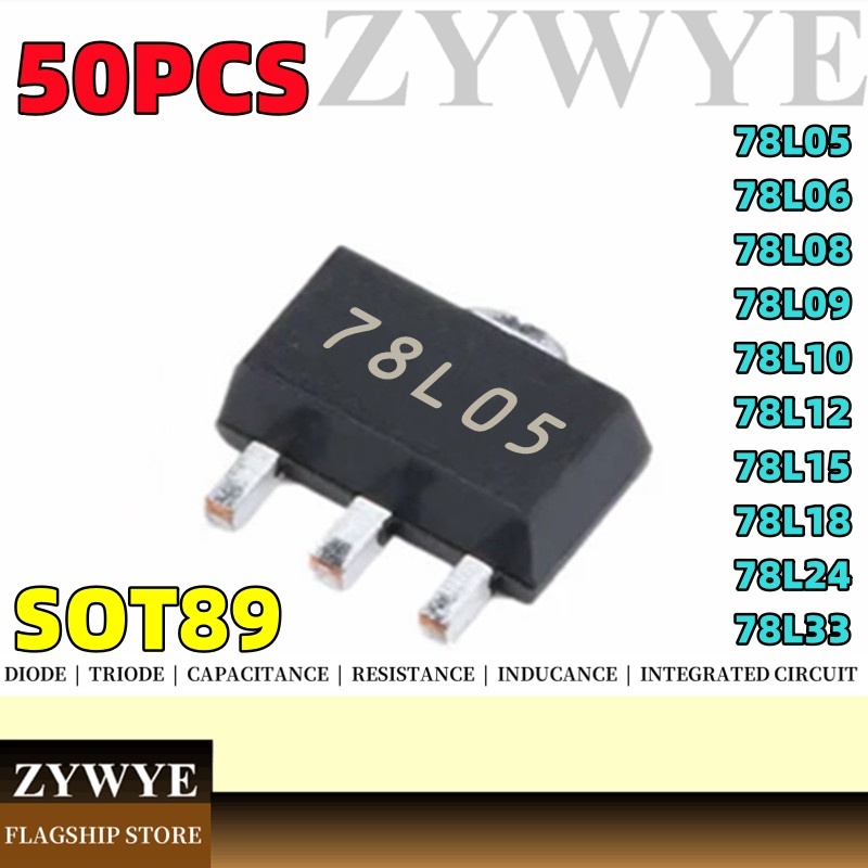 50 ชิ้น 78L05 SOT89 Triode 78L06 78L08 78L09 78L10 78L12 78L15 78L18 78L24 78L33 เครื่องปรับแรงดันไฟ