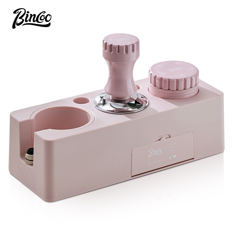 Bincoo กาแฟสีชมพู Pressed Powder ค้อนผ้าผงชุดกาแฟ Pressed ผงฐานชุด Multi-Functional Storage Handle Place ผู้ถือ 51/58 มม.