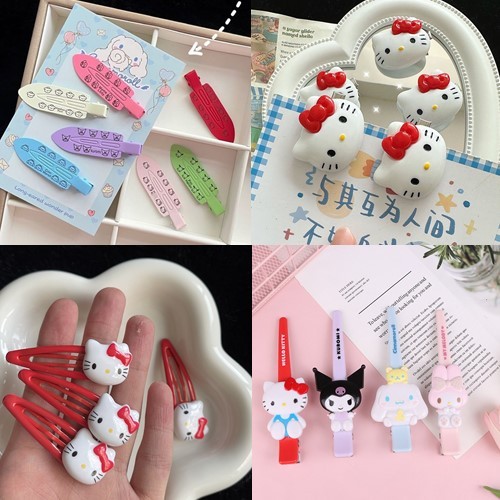Sanrio กิ๊บติดผม ลายการ์ตูน hello kitty น่ารัก สําหรับเด็กผู้หญิง