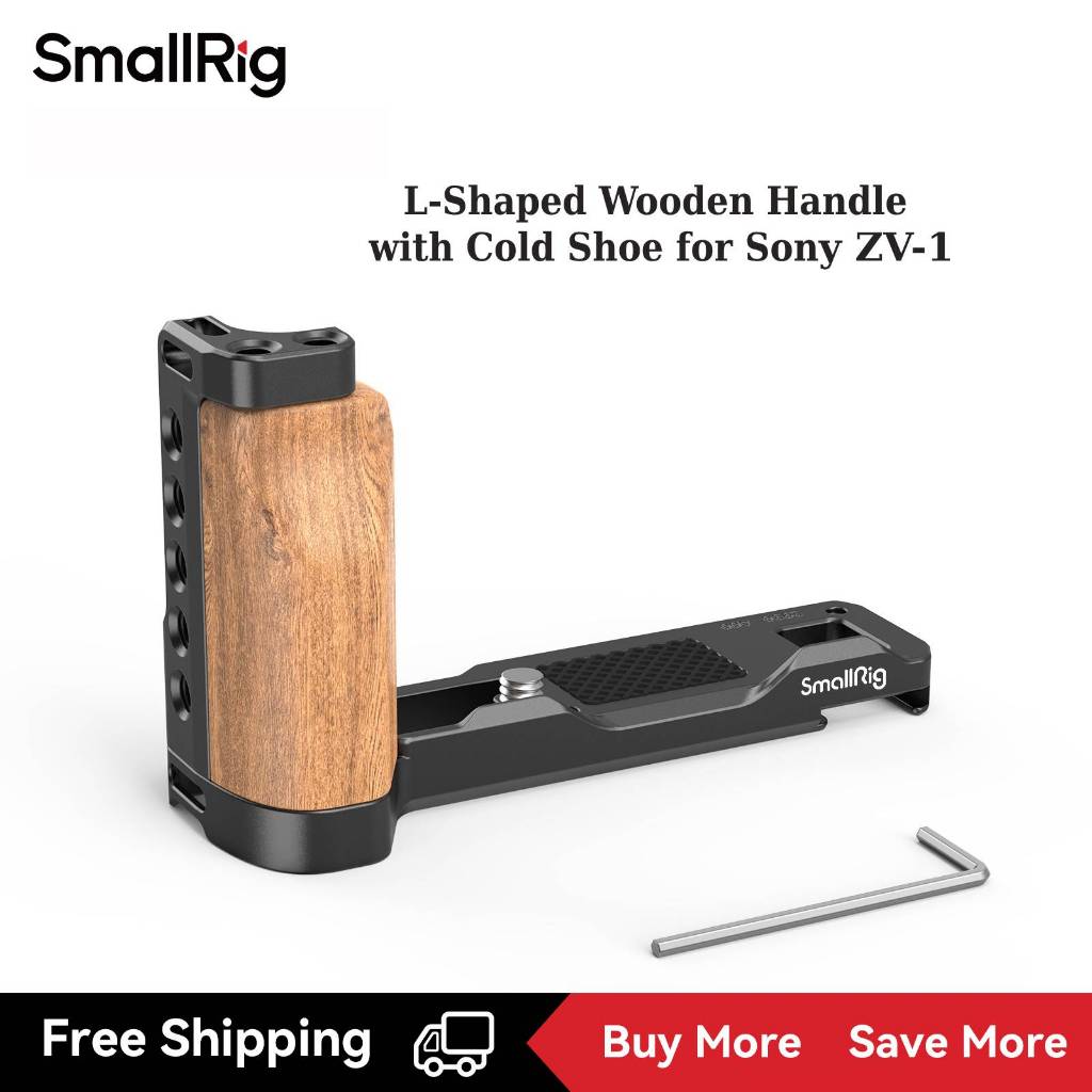 SmallRig L-Shape Wooden Grip with Cold Shoe for Sony ZV1 Camera 2936