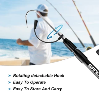 Sanlike Telescopic Fishing Gaffif 1.2M พร้อมเบ็ดตกปลา Sharp ที่จับยางและเชือกเส้นเล็กสําหรับการตกปลาน้ําเค็มน้ําจืด
