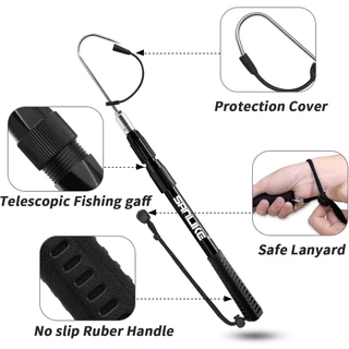 Sanlike Telescopic Fishing Gaffif 1.2M พร้อมเบ็ดตกปลา Sharp ที่จับยางและเชือกเส้นเล็กสําหรับการตกปลาน้ําเค็มน้ําจืด