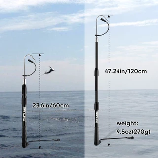 Sanlike Telescopic Fishing Gaffif 1.2M พร้อมเบ็ดตกปลา Sharp ที่จับยางและเชือกเส้นเล็กสําหรับการตกปลาน้ําเค็มน้ําจืด
