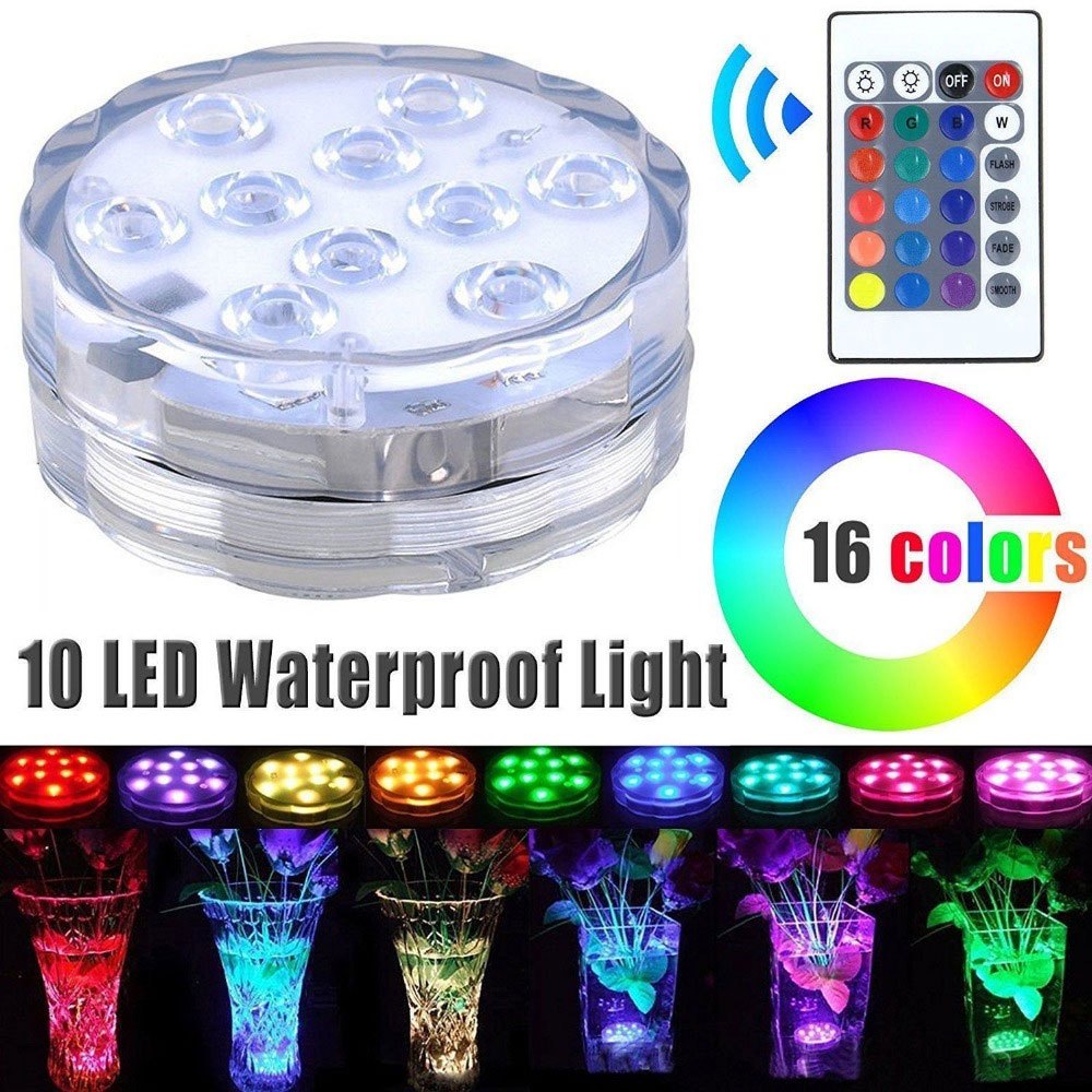 ไฟสระว่ายน้ําใต้น้ํา LED สีสันระยะไกลใต้น้ํา Pond Party โคมไฟ 16 สีสําหรับแจกันฐาน, ดอกไม้, พิพิธภัณฑ์สัตว์น้ํา