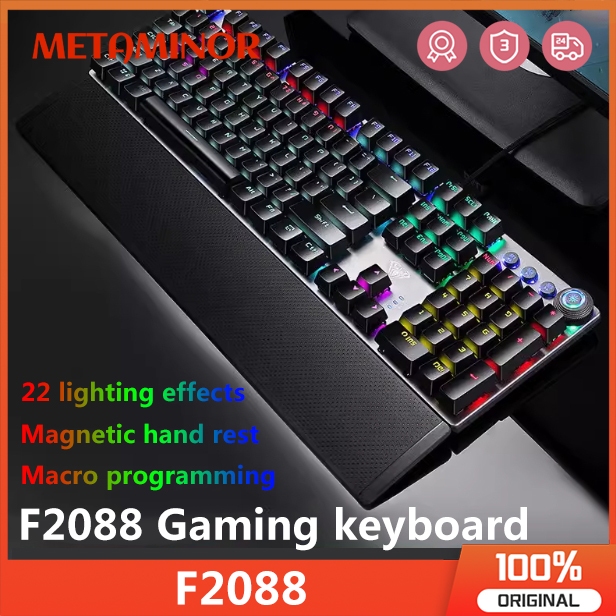 Aula F2088 Mechanical Keyboard พร้อม Hand Rest Mixed Backlight Macro Gaming Keyboard แบบมีสายสําหรับพีซี