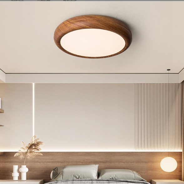 โคมไฟเพดานวินเทจ สไตล์นอร์ดิก มินิมอล สีวอลนัท โคมไฟติดเพดานห้องนอน LED สําหรับตกแต่งห้องนั่งเล่น/ระเบียง/ทางเดิน