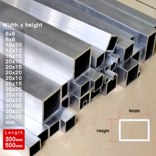 หลอดสี่เหลี่ยมอลูมิเนียมอัลลอยด์กว้าง 5-35 มม. ยาว 300 500 มม. โปรไฟล์สี่เหลี่ยม DIY ตกแต่งอลูมิเนียมท่อสี่เหลี่ยม Hollowtube