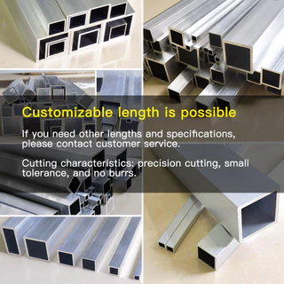 หลอดสี่เหลี่ยมอลูมิเนียมอัลลอยด์กว้าง 5-35 มม. ยาว 300 500 มม. โปรไฟล์สี่เหลี่ยม DIY ตกแต่งอลูมิเนียมท่อสี่เหลี่ยม Hollowtube
