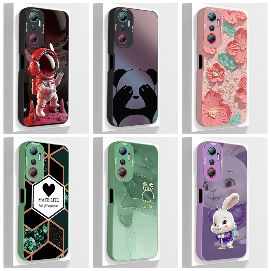 Infinix Hot 20 4G X6826B / Hot 20S X6827 / Hot 20i X665C X665E / Hot 20 Play Case Aesthetic การ์ตูนนักบินอวกาศ Soft TPU ซิลิโคนฝาครอบโทรศัพท์