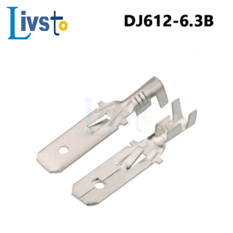 50/100pcs ยานยนต์ทองเหลืองดีบุกตรง Splice Solder Terminal 6.3 มม.ยาวสแควร์ใส่ Connector ชาย Crimp Pin DJ612-6.3B