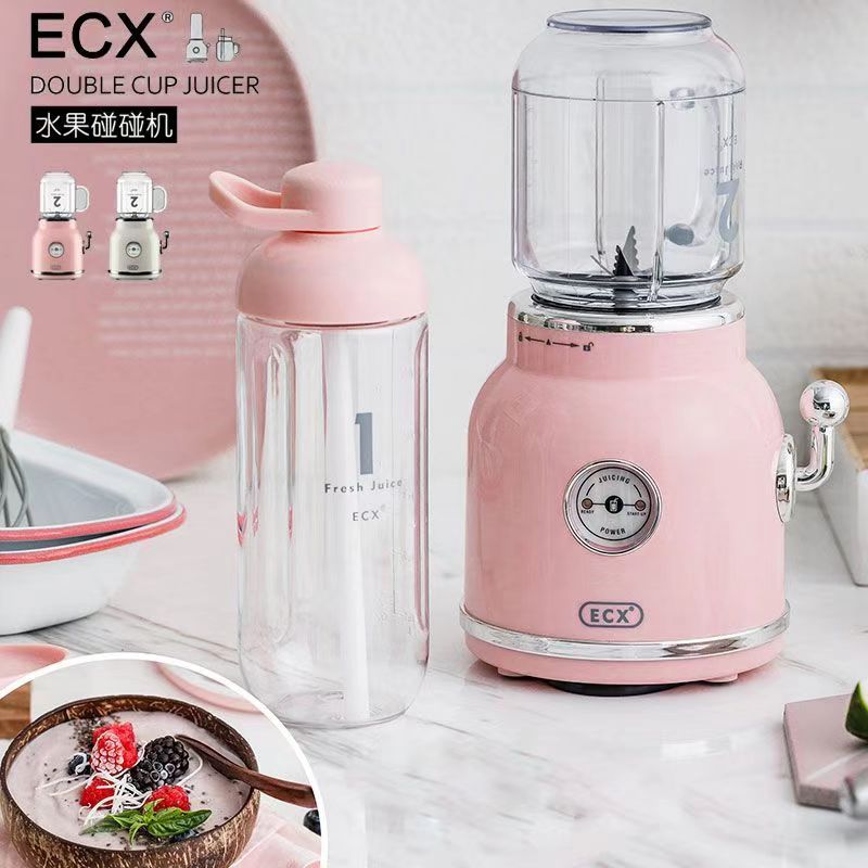 Ecx Retro Juicer ย้อนยุคคั้นน้ำผลไม้ หอพัก บ้าน เครื่องทำอาหารเสริมแบบพกพาสำหรับทารก เครื่องปั่น  ถ้