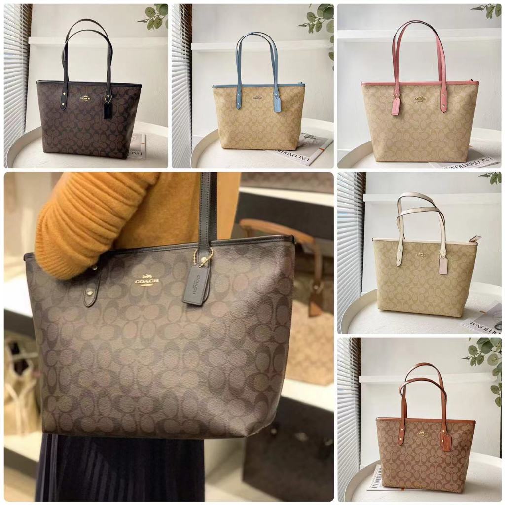 ของแท้ 100% COACH หญิงกระเป๋าคลาสสิก Presbyopic CUTY30 Tote Bag กระเป๋าสะพายความจุขนาดใหญ่ F58292