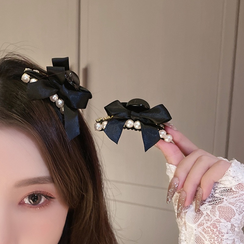 โบว์ตาข่ายมุก คลิปคว้าขนาดเล็ก หน้าม้าหน้าผากด้านข้าง กิ๊บติดผม headpiece อุปกรณ์เสริมหัวมวยด้านหลัง