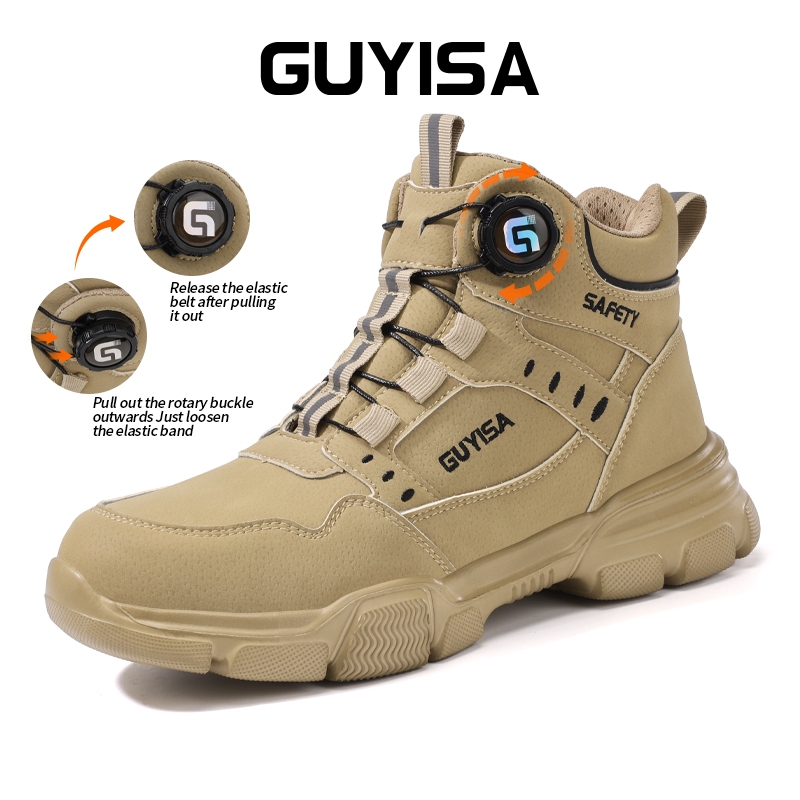 Guyisa รองเท้าเซฟตี้รองเท้าทํางาน Steel Soe Boots กันน้ํา High-cut 37-46 F055