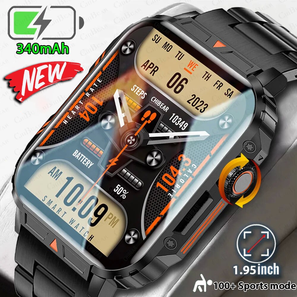LIGE ใหม่ 1.95 สมาร์ทวอท์ชกลางแจ้งผู้ชาย Original Bluetooth Call Smartwatch สำหรับ Android IOS IP68 กันน้ำ 100 + กีฬาฟิตเนสนาฬิกา