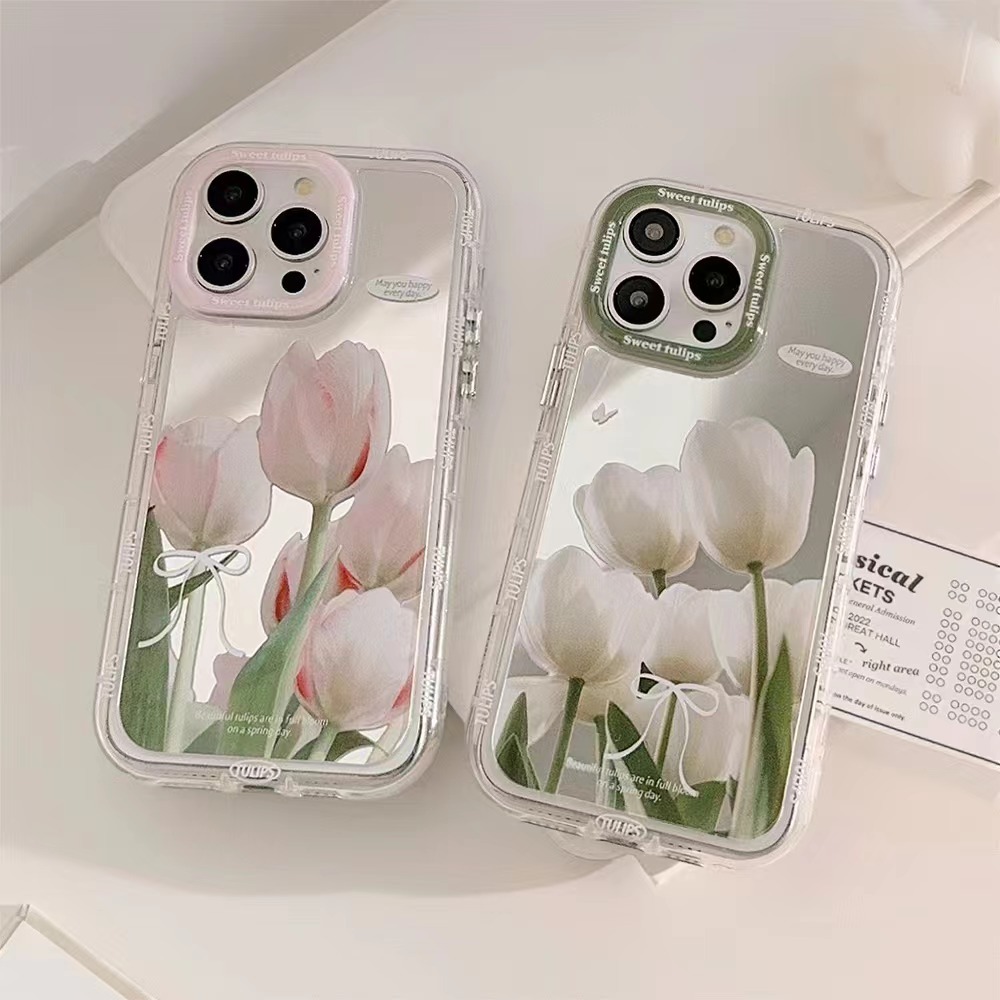 เคส iPhone Anti Slip Mirror Series ดอกไม้น่ารักเหมาะสําหรับ iPhone 15 Pro max 15 Pro 15 14Pro max 14