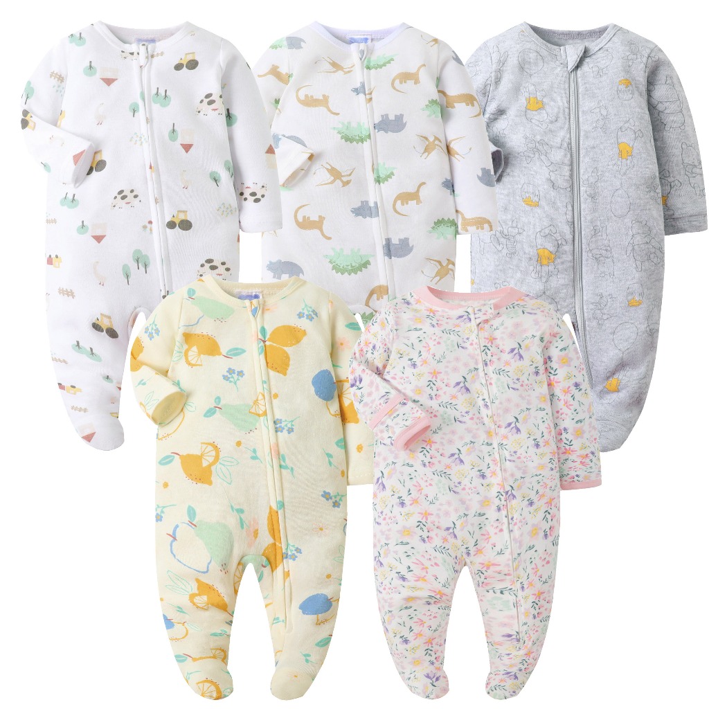 เด็กทารกเสื้อผ้าเด็กหญิงและเด็กชาย Sleep and Play PJs ผ้าฝ้ายชิ้นเดียว Romper Zipper Jumpsuit ทารกแรกเกิดชุดนอน