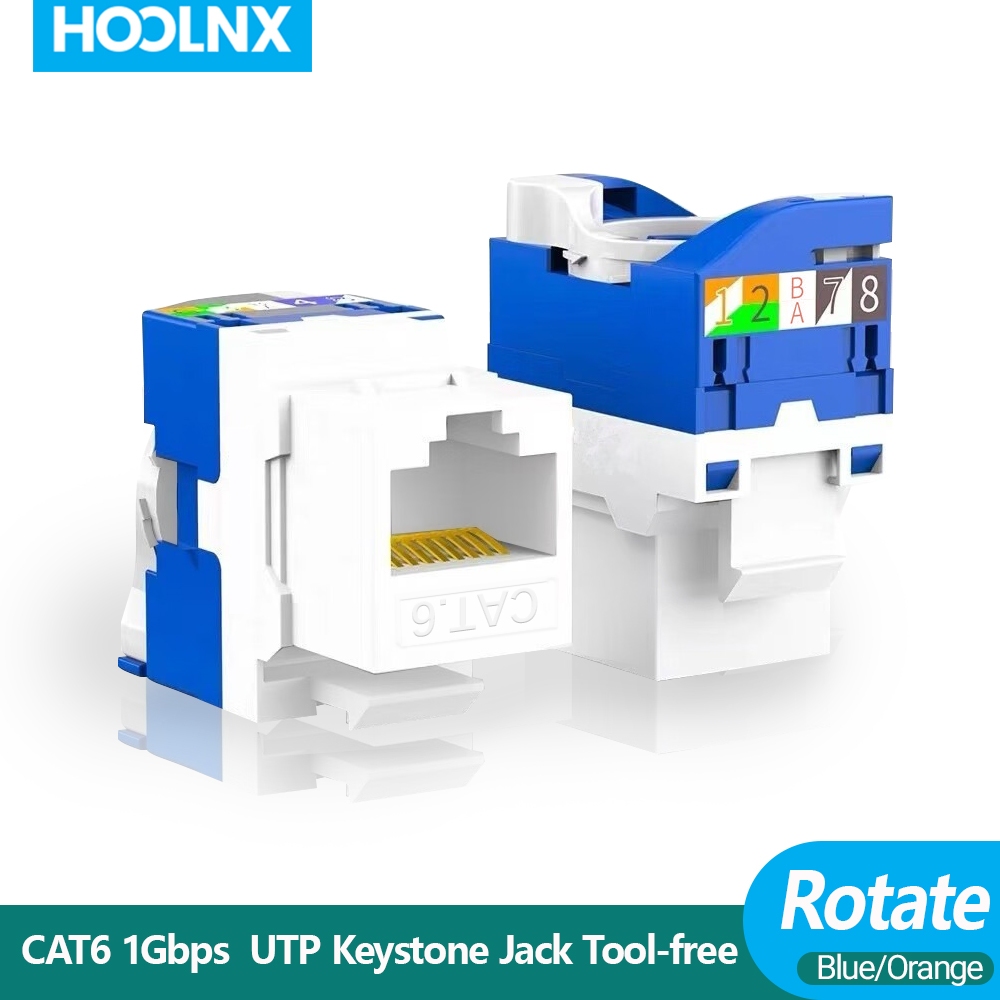 Hoolnx CAT6 แจ็คปุ่มหมุน, ไม่มีเครื่องมือเจาะลงโมดูลเครือข่ายที่จําเป็น, 1/5/10 PACK
